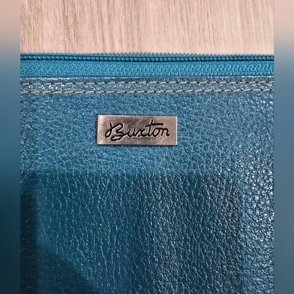 Buxton L- Zip-Around RFID Credit Card Leather Wallet Teal - Picture 2 of 8